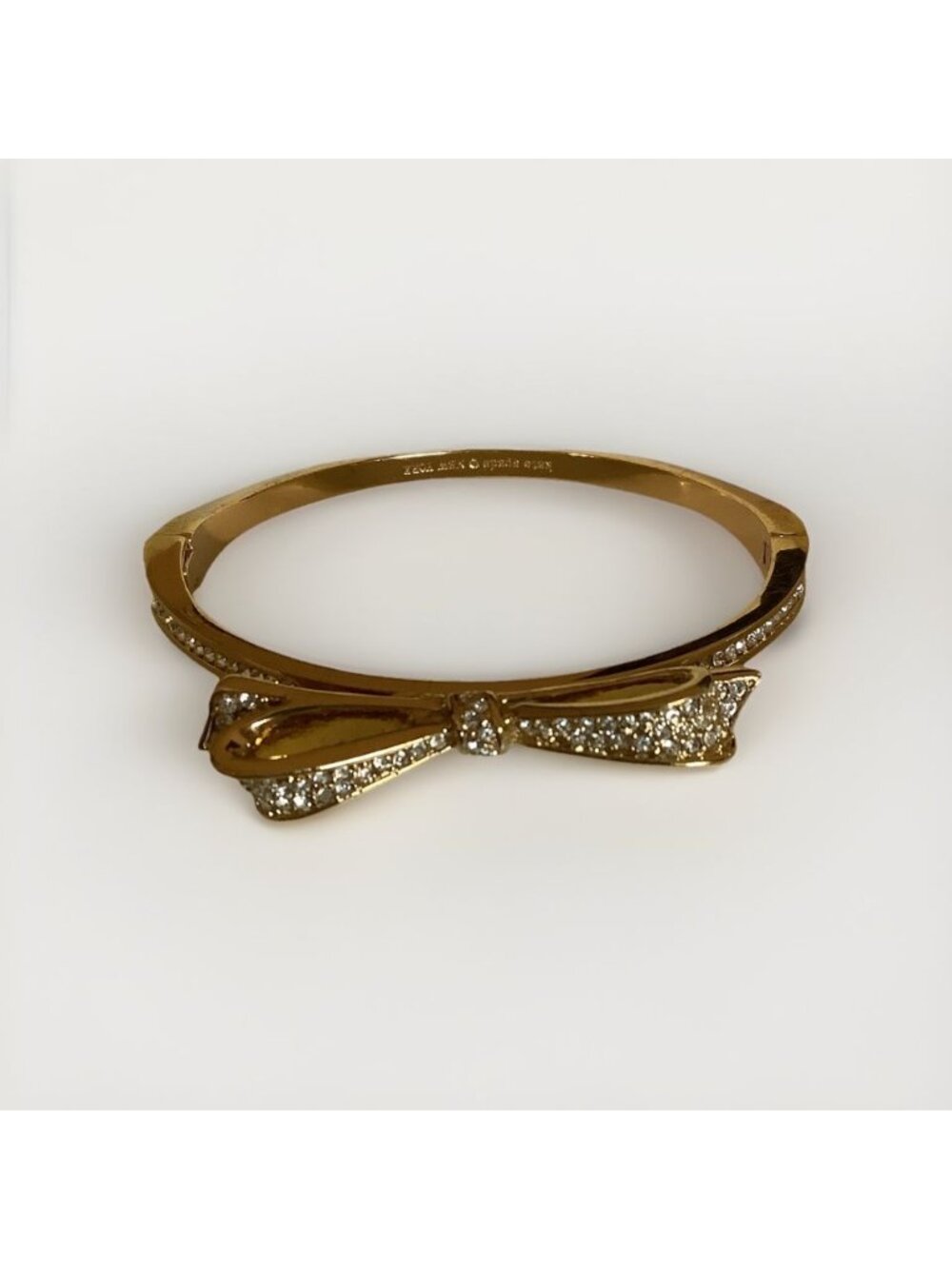 Kate Spade Love Notes Hinge Bangle Gold-Plated Metal With Pave Crystals W/Clasp